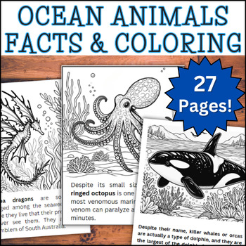 Preview of 27 Pages! Ocean Mammal & Creatures Animal Fun Facts & Coloring Pages Bundle!