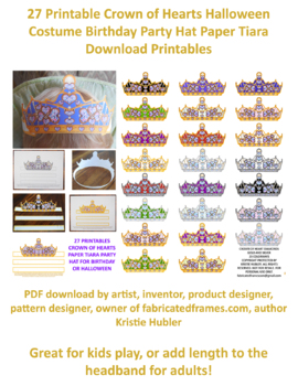 Preview of 27 Printable Crown Halloween Costume Birthday Party Hat Paper Tiara Printables