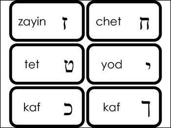 27 Printable Hebrew Alphabet Flashcards. Letter Symbols and Names ...