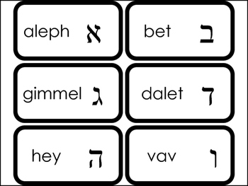 Preview of 27 Printable Hebrew Alphabet Flashcards. Letter Symbols and Names. Foreign Langu