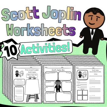 Preview of Scott Joplin Worksheets | Composer Tests Quizzes Homework Review or Sub Work!