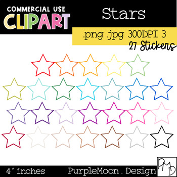 27 Star Clipart Stickers PMD-S-105 by PurpleMoonDesign