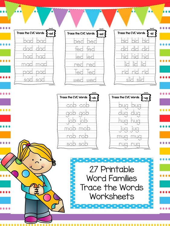 27 trace the cvc words worksheets preschool and kindergarten word
