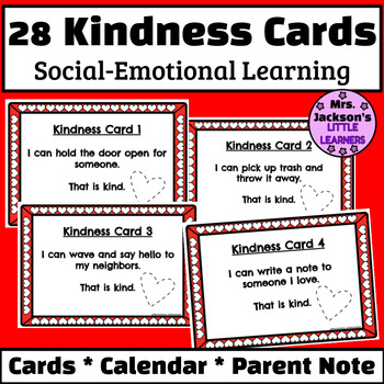 February 28 Acts of Kindness Cards, Calendar and Parent Note SEL