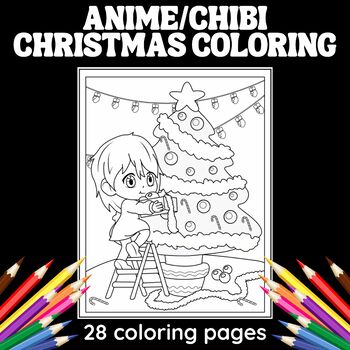 Chibi Christmas Girls Coloring Image Anime Stock Vector (Royalty Free)  2211840547 | Shutterstock