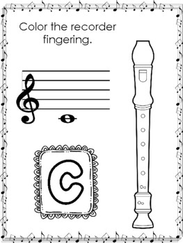 Preview of 28 Color the Soprano Recorder Fingering Worksheets. Baroque Style. Music Appreci