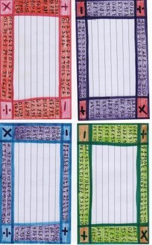 Preview of 20 Colored Border Index Cards For Math 5 types - 4 different versions of each