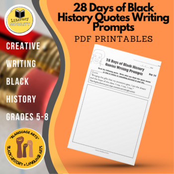 Preview of 28 Days of Black History Quotes Writing Prompts