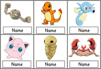 Preview of 28 Editable Pokemon Coat Peg Labels