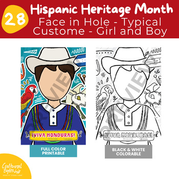 Preview of 28 Face in Hole  - Boy and Girl - Typical Costume - Hispanic Countries