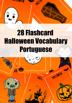 Preview of 28 Flashcard Halloween vocabulary in Portuguese