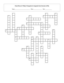 28 Heroes Villains from Literature Film Crossword with Key TpT