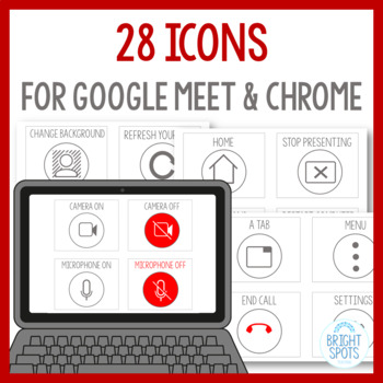 28 Icons for Google Meet & Chrome by Bright Spots Teaching | TPT