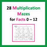 28 Multiplication Mazes for Facts 0 - 12 in Sequential Order
