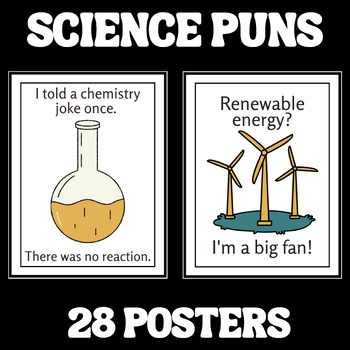 Preview of 28 Science Pun Classroom Posters