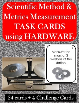 Preview of 28 Scientific Method & Metric Measurement Stations using hardware;  EDITABLE