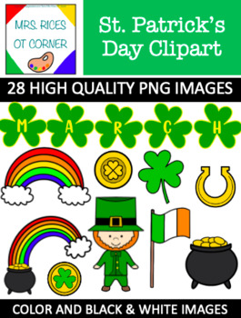 Preview of 28 St. Patrick's Day Clipart images! B&W and color images, transparent, PNG