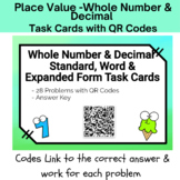 28 Whole Number & Decimal Task Cards-Standard, Word, Expan