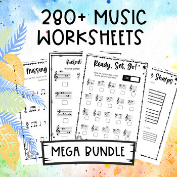 Preview of 280+ Teaching Music Theory Worksheets: Note/Intervals/ Rhythm/Instruments/Staff