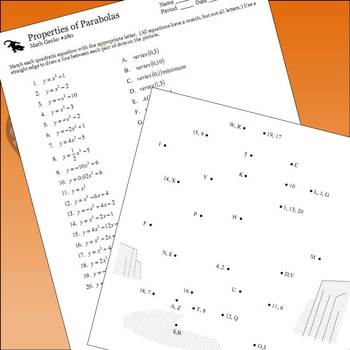 Graphing And Properties Of Parabolas Worksheet For 9th