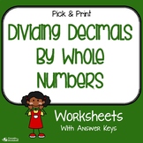 Dividing Decimals By Whole Numbers Worksheets Long Divisio