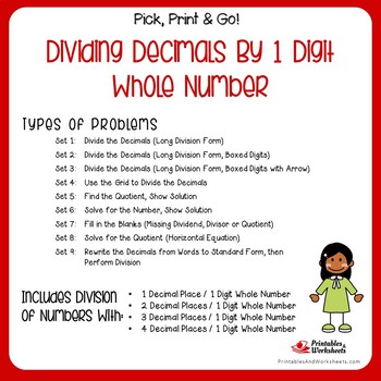 Teaching Dividing Decimals By Single Digit Whole Number, Divide Decimals Grade 5