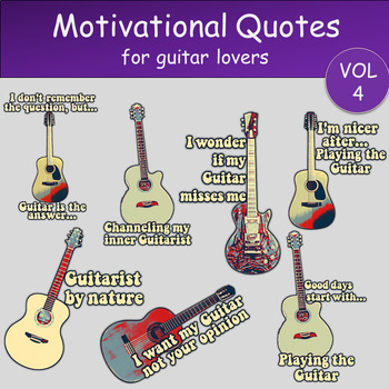 Preview of 29 Inspirational Guitar Clipart with Motivational Quotes for Guitarists