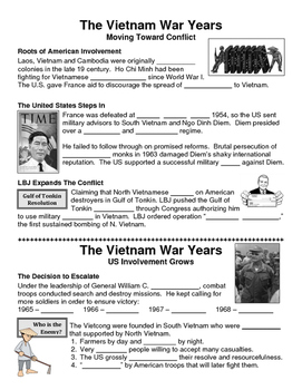 Preview of 29 - The Vietnam War Era - Scaffold/Guided Notes (Blank and Filled-In)