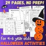 29 pages of halloween printables,no prep worksheets for fa