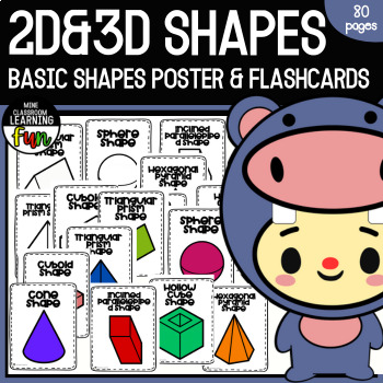 Preview of 2D&3D Basic Shapes Poster & Flashcards | Printable Flashcards