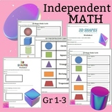 2D & 3D Math Study Cards, Game, and Worksheets (Independen