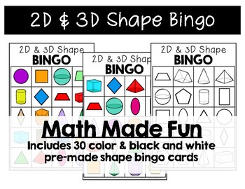 Preview of 2D & 3D Shape Bingo {Math Made Fun Series}