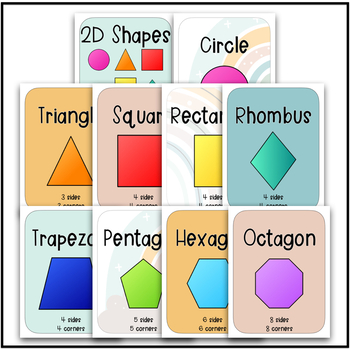 2D 3D Shape Posters - Classroom Decor Pastel Rainbow by A Classy Classroom