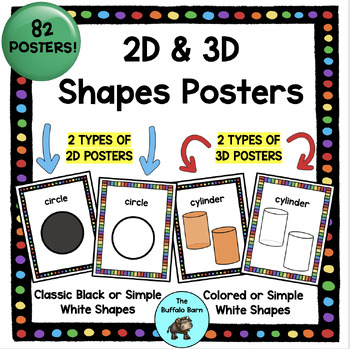 Preview of 2D & 3D Shape Posters - Shapes Anchor Charts for Geometry Math Bulletin Board