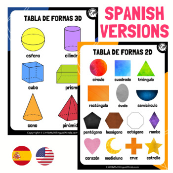 Bundle de trabajos 2D y 3D| 2D & 3D shape worksheets in English and Spanish