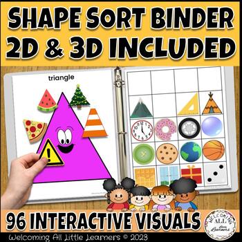 Preview of 2D & 3D Shape Sort Activity Binder Set: Math Centers