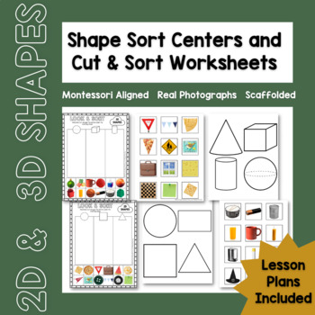 Preview of 2D & 3D Shape Sort + Cut & Sort Shape Worksheets