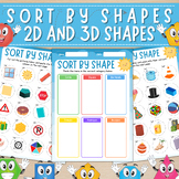 2D & 3D Shapes Sorting Activity | Sort by Shapes | Cut and