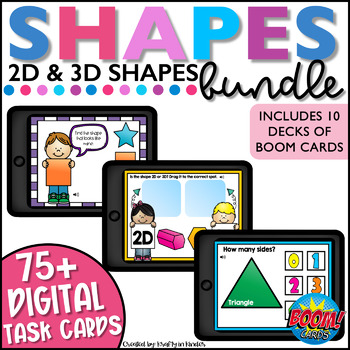 Preview of 2D & 3D Shapes Activities Shape Boom Card Bundle