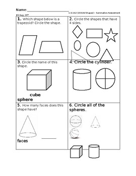 Preview of 2D & 3D Shapes Assessment
