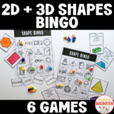 2D & 3D Shapes Bingo Names Match & Attributes Kindergarten