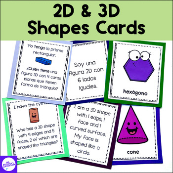 Preview of 2D & 3D Shapes Cards I have, Who has? Yo tengo, ¿Quién tiene? English & Spanish