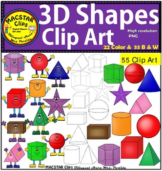 2D & 3D Shapes Clip Art Bundle by Bilingual Stars Mrs Partida | TpT