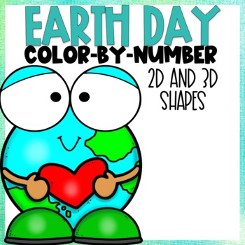 Preview of 2D & 3D Shapes Color-By-Number Earth Day themed
