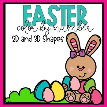 Preview of 2D & 3D Shapes Color-By-Number Easter themed