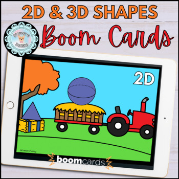 Preview of 2D & 3D Shapes Fall Farm Boom Cards