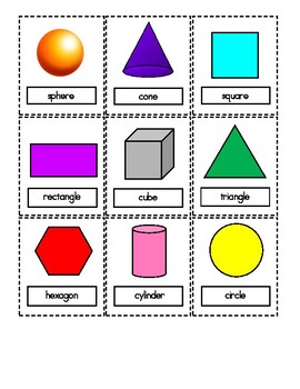 2d 3d shapes flash cards kindergarten by amy