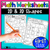 2D & 3D Shapes - Geometry Worksheets - 1st Grade Math Practice