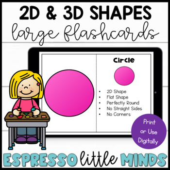 Preview of 2D & 3D Shapes Kindergarten Large Flashcards Aligned to Ready Math
