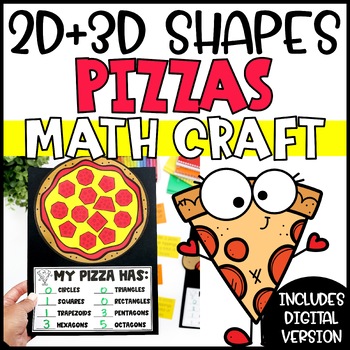 Preview of 2D & 3D Shapes Math Activity | Shapes Pizza Math Craft
